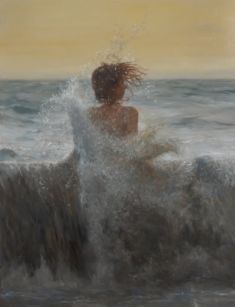 Splash - study from photo. (Mad daughter in freezing sea)

#lifestudy #figurativeart