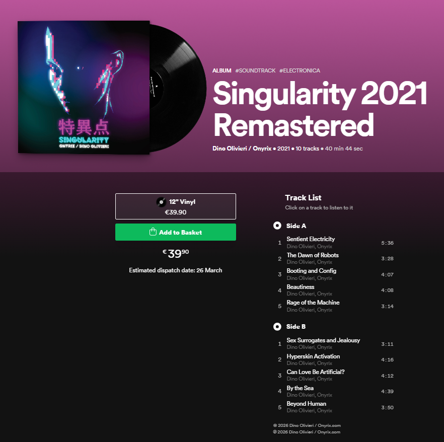 OlivieriDino's tweet photo. SINGULARITY 2021 Remastered #album now on #Vinyl by @elasticStage 
https://t.co/JYWifom2hP https://t.co/wgf5w8ZZ5P