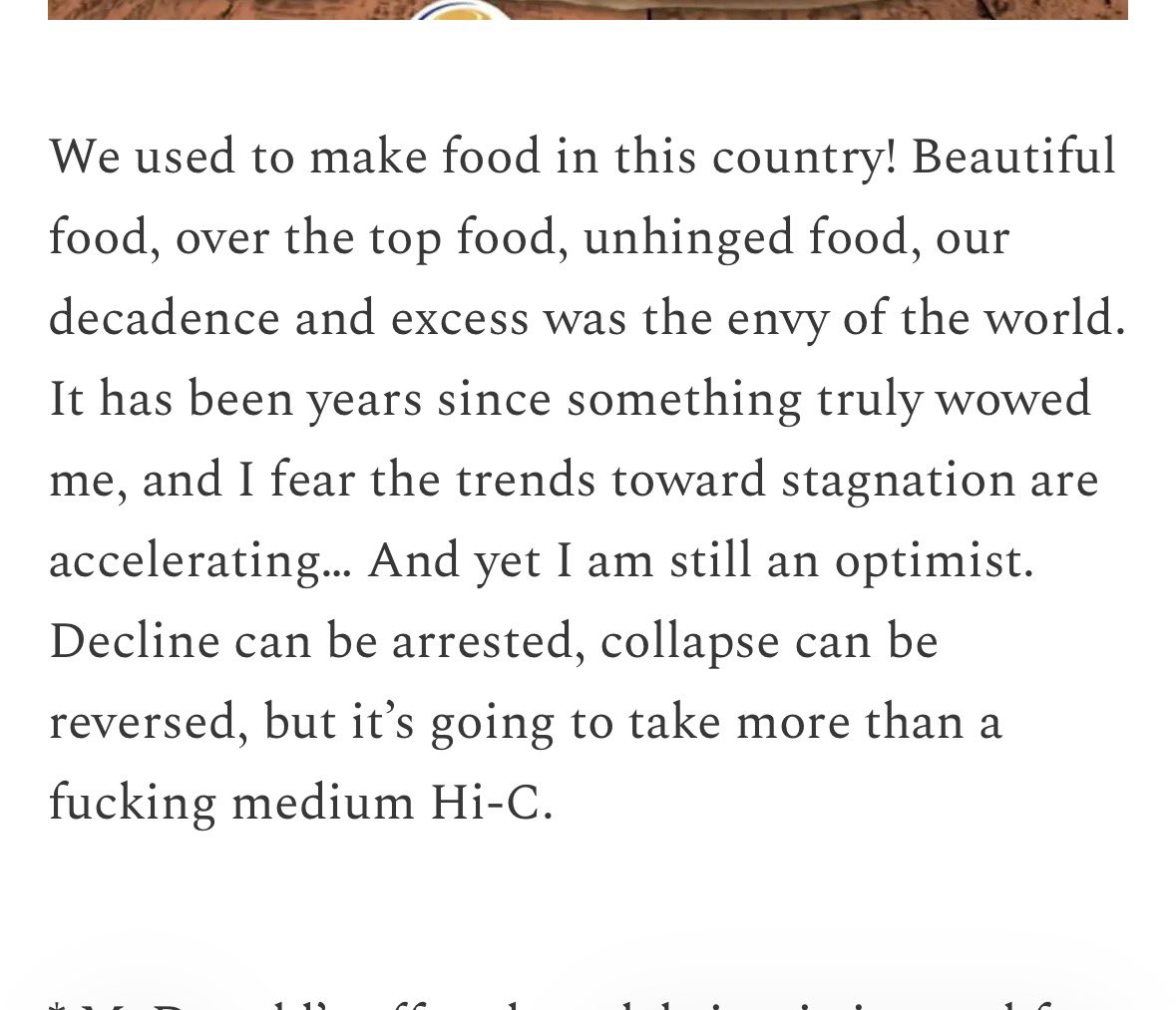 An ode to the decline of the fast food innovation