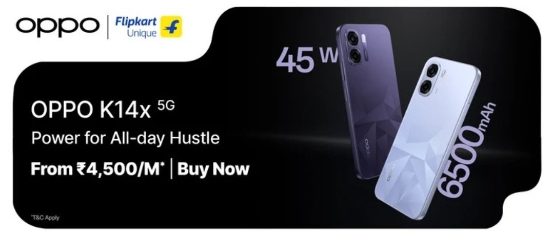 🎉 OPPO K14x 5G Giveaway 🔥

Target 🎯 1000 RTs - let’s do it #TechFamily ❤️

To enter:
1️⃣ Like this post
2️⃣ Quote repost with #OPPOK14x #TechFamily
3️⃣ Comment your favourite feature &amp; tag 5 friends

Winner announced after we hit 1000 RTs 🚀