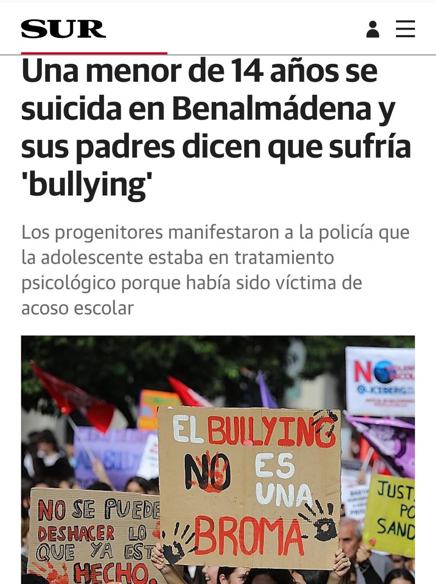 💔 ¿HA VUELTO A PASAR?💔 Una menor de 14 años ha fallecido en Benalmádena, Málaga, después de quitarse la vida el pasado sábado 14 de febrero. Sus padres aseguran que la adolescente sufría acoso escolar en el instituto donde estudiaba, el IES Benalmádena, y que estaba en