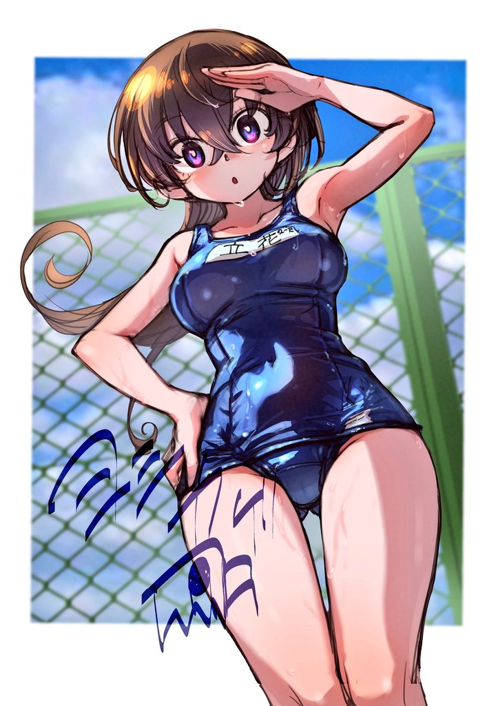 「#くそ寒いので水着を貼る 立花京子とスク水」|ヨシカゲ　トリだったり　漫画家だったり。『口移しの魔女たち』3巻まで発売中（3巻は電子のみ）！のイラスト