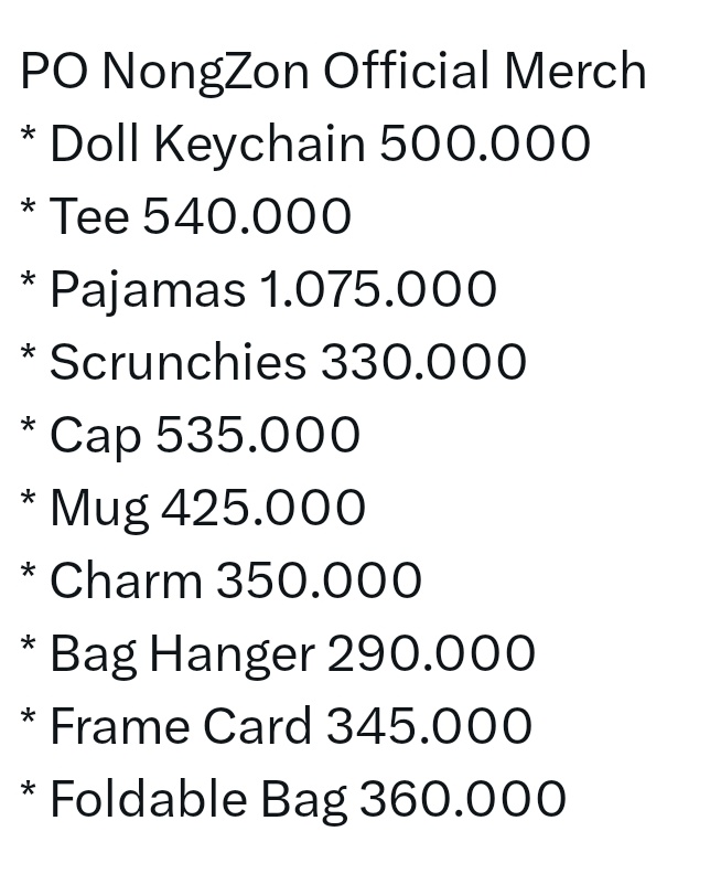 PO NongZon Official Merch

Line / Telegram: 0878.1955.3000
Wa: wa.me/6287819553000
IG: Lizzie_Thai_Merch
GO Jajan Thai: chat.whatsapp.com/LXq7ZG1oQZtEn9…
#NongZong #BabyNongZon #ZeeNuNew