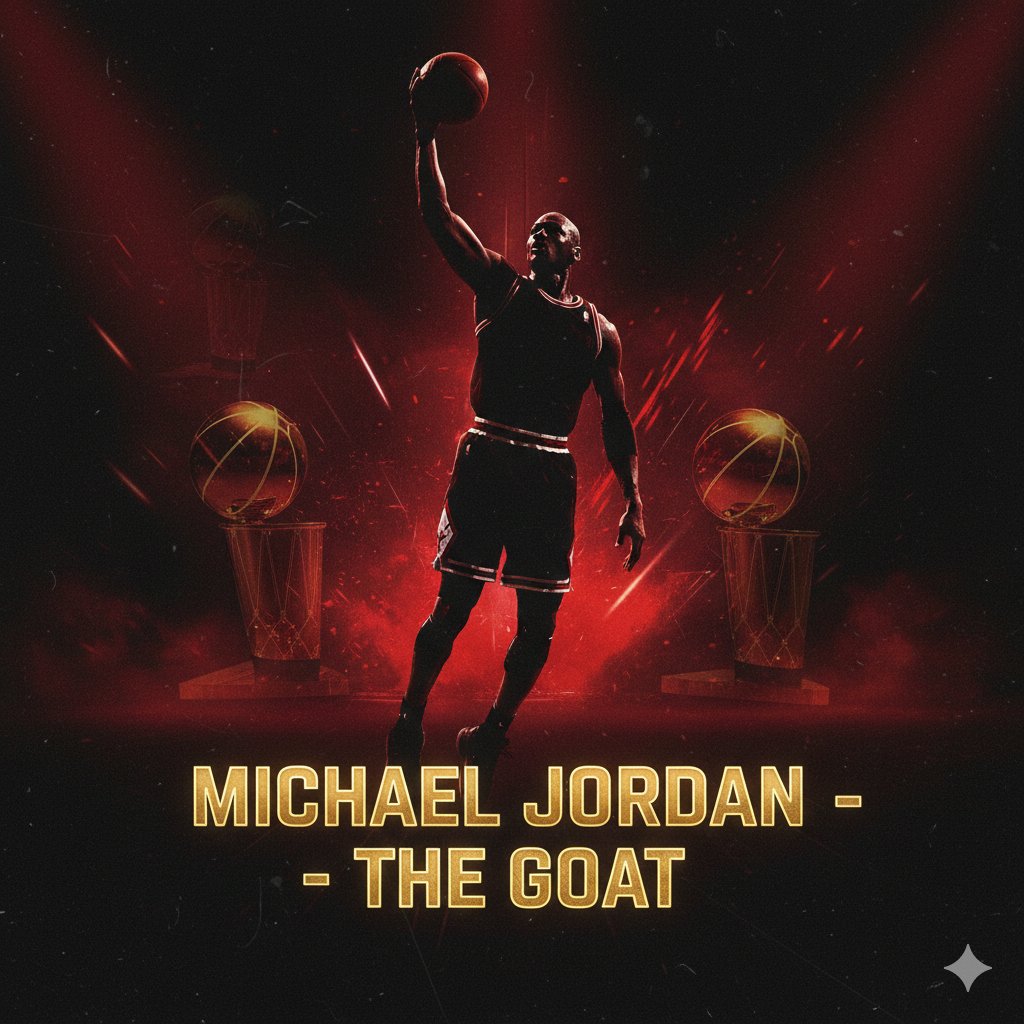 TerryPerry042's tweet image. 🐐 The Greatest of All Time. No debate.
6× NBA Champion 🏆
 5× MVP 🔥
 Get mor news :kity.pro/65TiN
A global icon who changed basketball forever.
Michael Jordan didn’t just play the game 
 From clutch shots to legendary moments, his legacy still 
 #MichaelJordan #GOAT