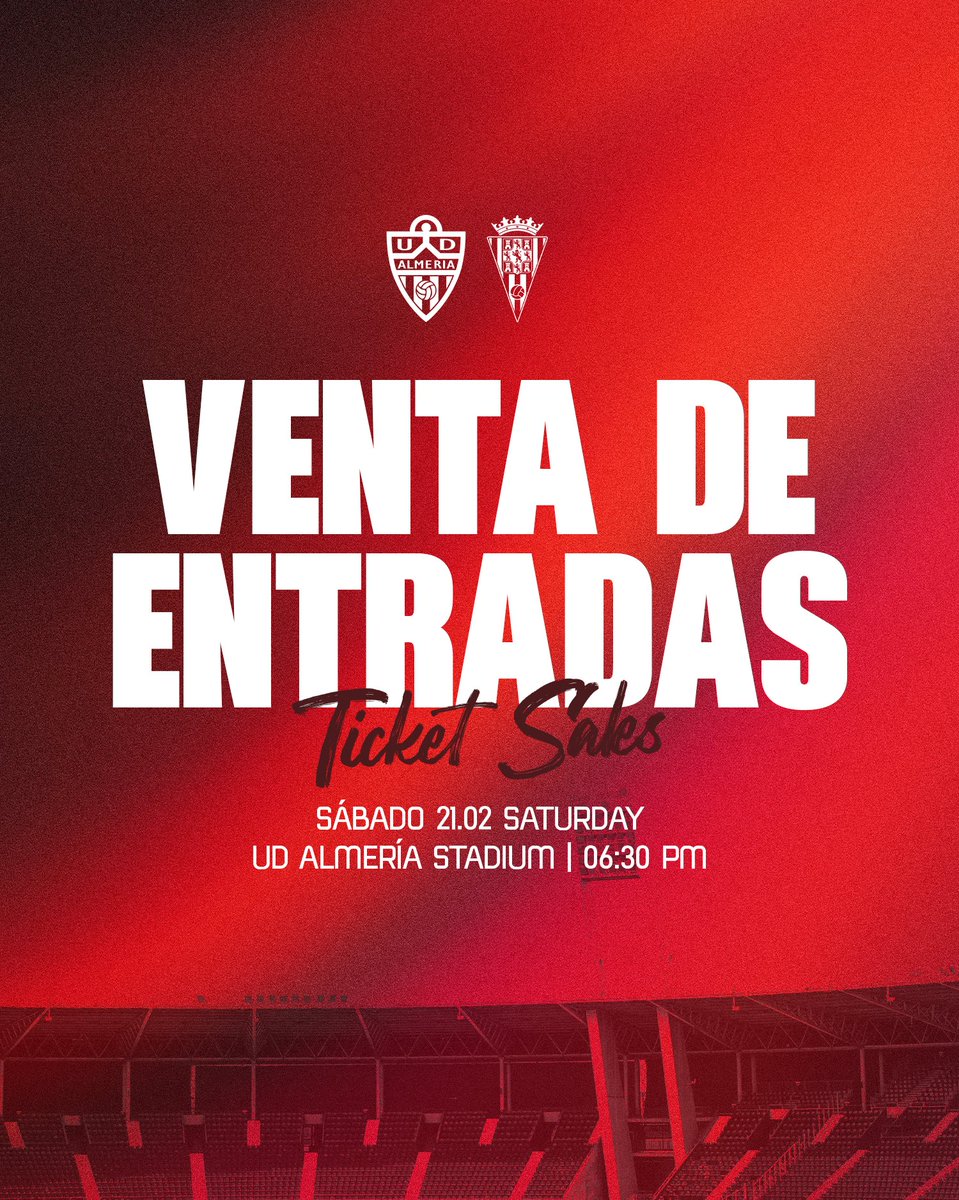 🎟 Disponibles las entradas del #AlmeríaCórdoba solo para la compra por parte de abonados.

🔗 abonados.udalmeriasad.com

▪️ Los abonados pueden adquirir entradas con un 35% de descuento tanto durante la apertura de compra exclusiva como una vez abierta la venta al público en