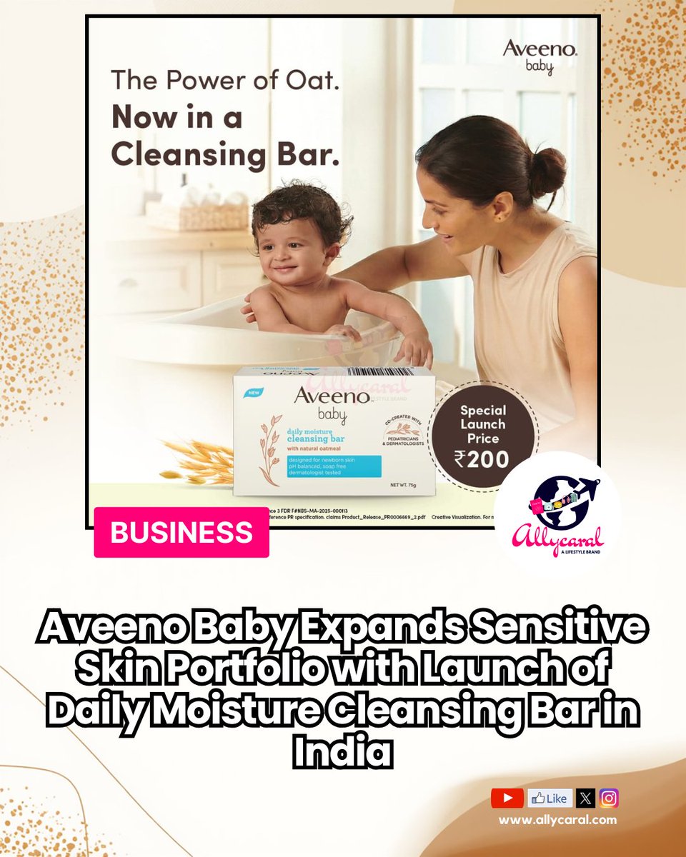 allycaralgoa's tweet image. Aveeno Baby launches Daily Moisture Cleansing Bar in India.

Soap-free, pH 5.5, enriched with colloidal oatmeal — designed for babies’ sensitive skin from birth.

Read: allycaral.com/2026/02/16/ave…

#AveenoBaby #SensitiveSkin #BabyCare #IndiaLaunch
