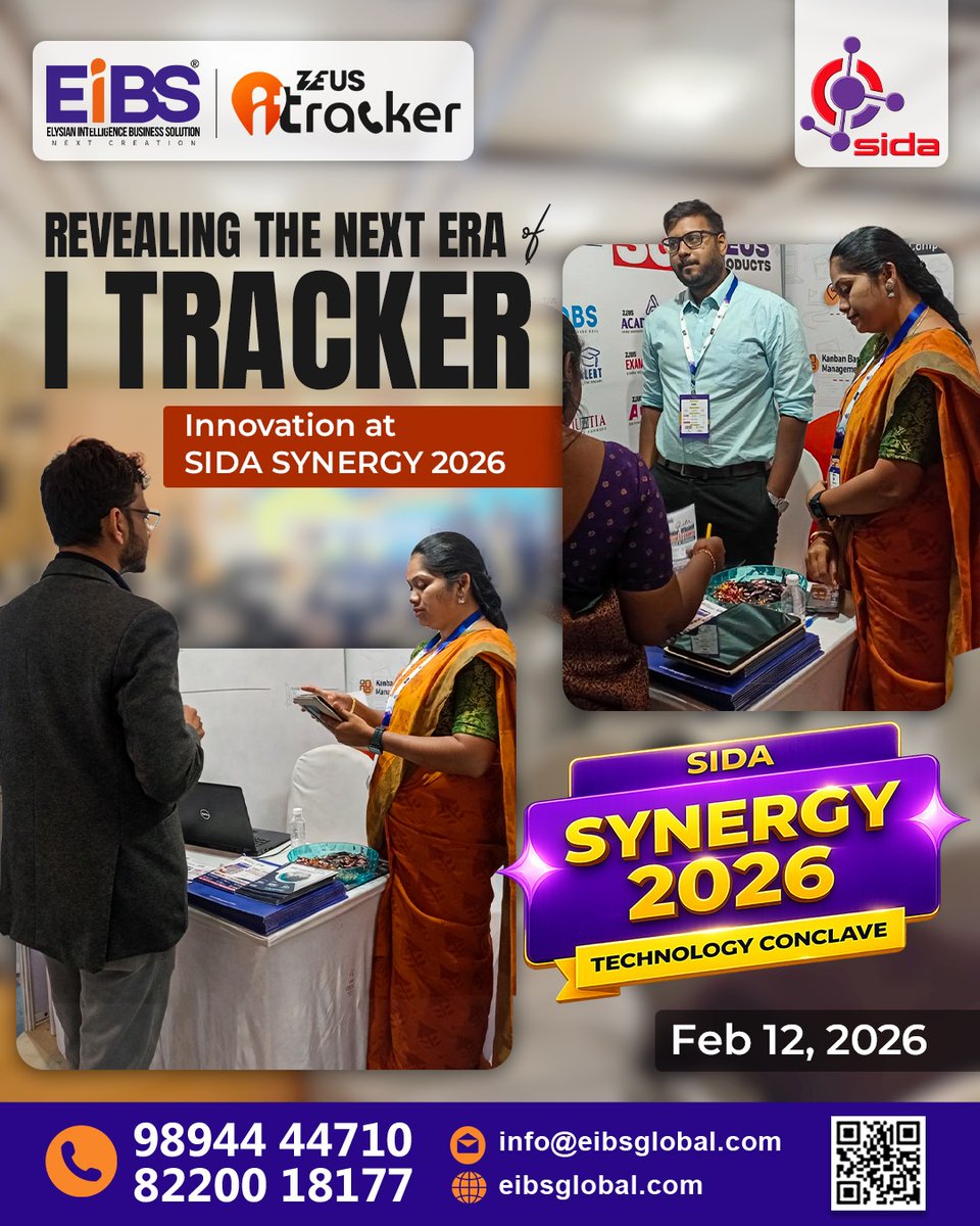 EIBS_Global's tweet photo. Zeus I Tracker Takes the Spotlight at SIDA Synergy 2026 🎉

🌐 Explore Now: https://t.co/kS0XzSHsSR

#EiBS  #ITracker #ZEUSiTracker #SIDA2026 #SidaSynergy #TechnologyConclave #HRTech #TimeAndAttendance #PayrollAutomation #BiometricIntegration #CloudBasedSolutions https://t.co/DAD0jev2hn