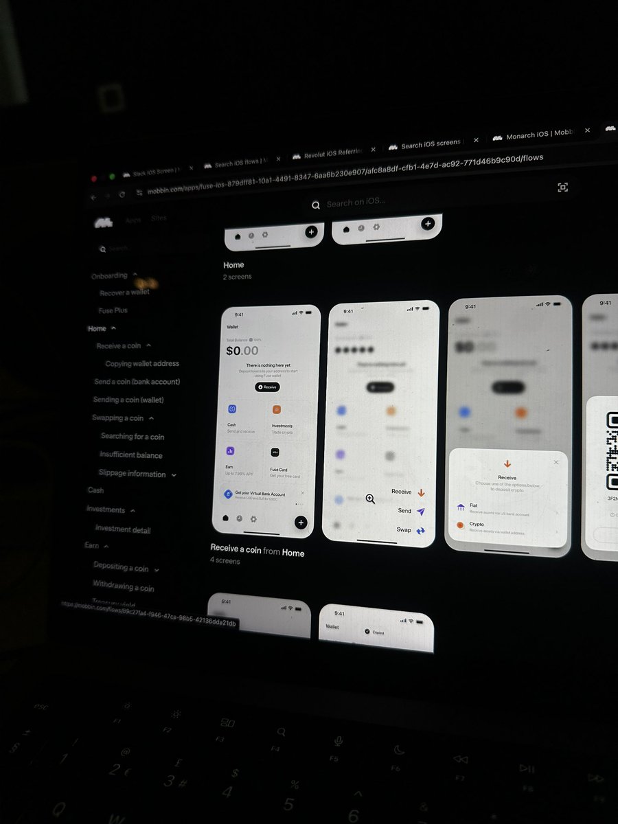 I've been looking at interfaces and flows, I stumbled upon <a href="/fusewallet/">Fuse</a>, it's cool that from the onset I can understand how it flows from one screen to another, without looking at the panel on the right. I'll also be taking huge inspiration from them for Velloca.
