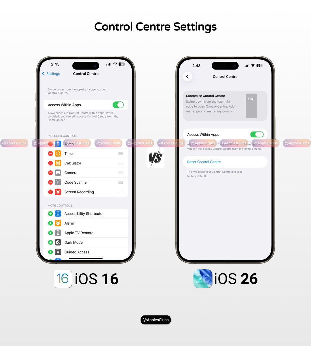 Control Centre in iOS 16 📱 vs iOS 26 🚀 From a long list of toggles 📋 to ...