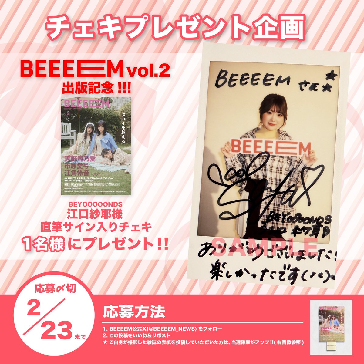 BEEEEM vol.2』出版記念🎊 チェキプレゼント企画開催