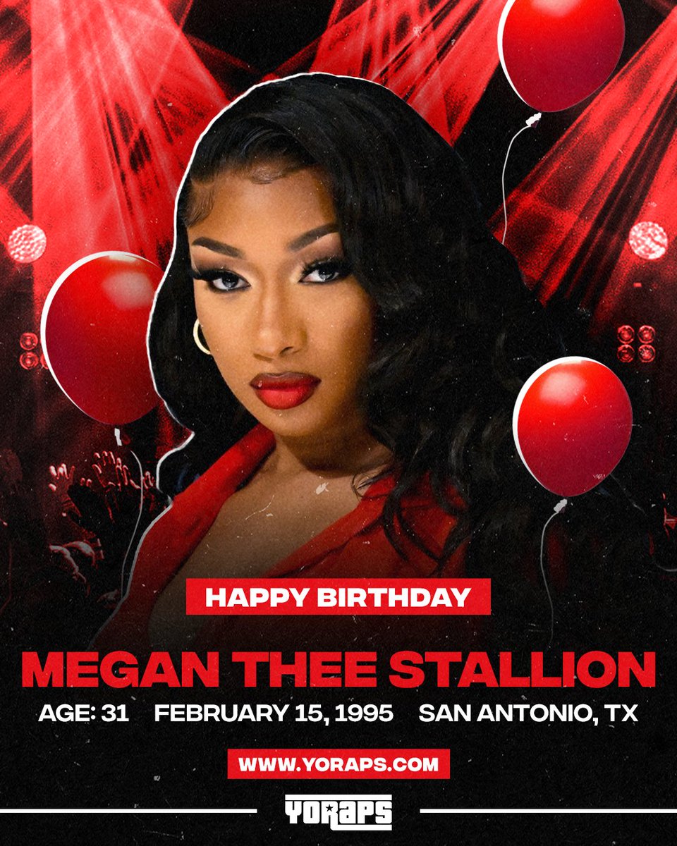 🎊 #HAPPYBIRTHDAY: #MeganTheeStallion (#February15, 1995, #SanAntonio, #TX)

What’s her best song ⁉️
---
✅ Yo! Raps: yoraps.com
🚀 Yo! PR: yo-pr.com