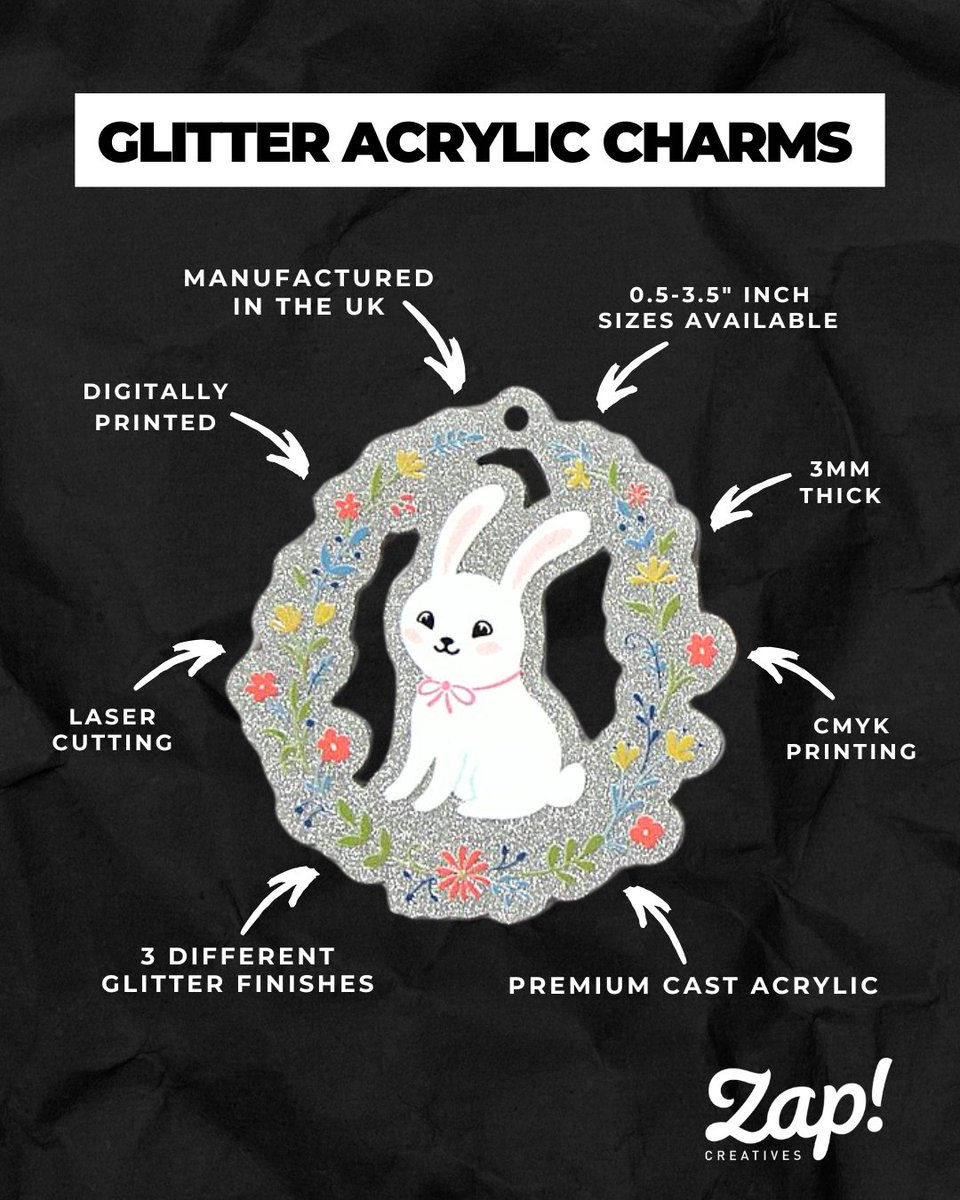 ZapCreatives's tweet image. ✨ Add a touch of glitter to your art with our 3mm thick glitter acrylic charms! Customise them with your favourite art designs today.

#charms #acrylic #glitter #merch #custom #artwork #design #printing #artist #merchandise #smallbiz #fyp #lasercut #madeintheuk