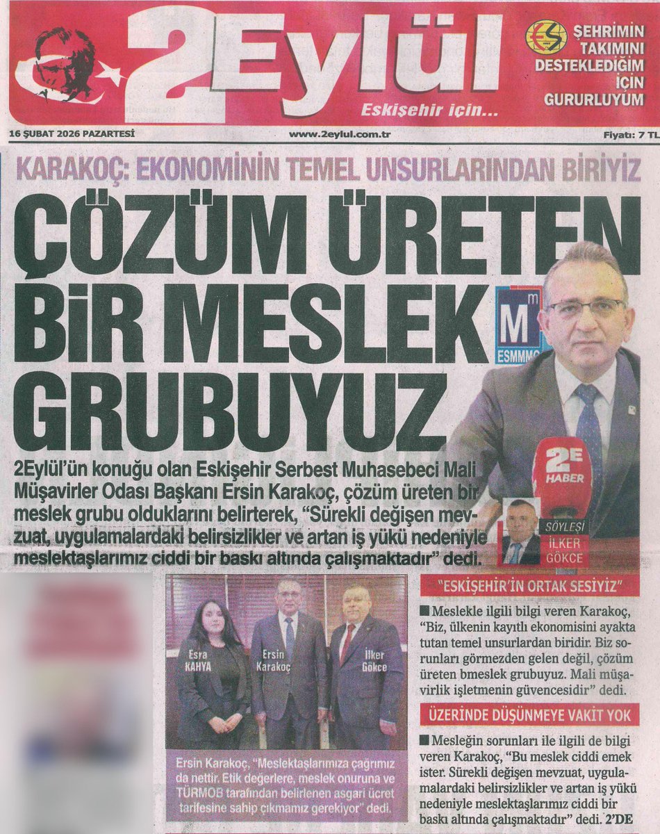Oda Başkanımız Ersin Karakoç, 2 Eylül Haber ve 2 Eylül Gazetesi’nin 3 Soru 3 Cevap programına konuk olarak mesleğimizle ilgili soruları yanıtladı.