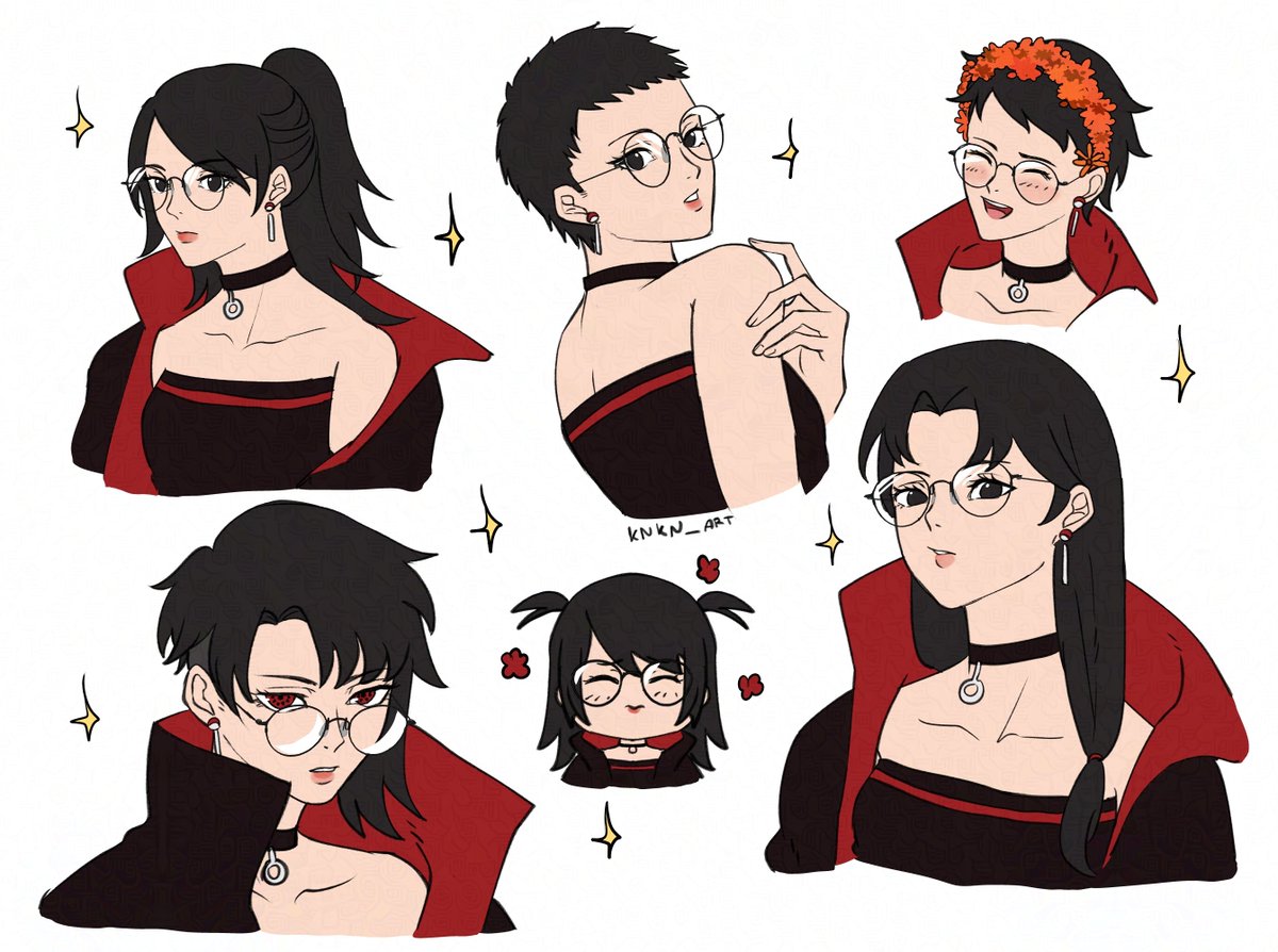 Playing salon with Sarada's hair.