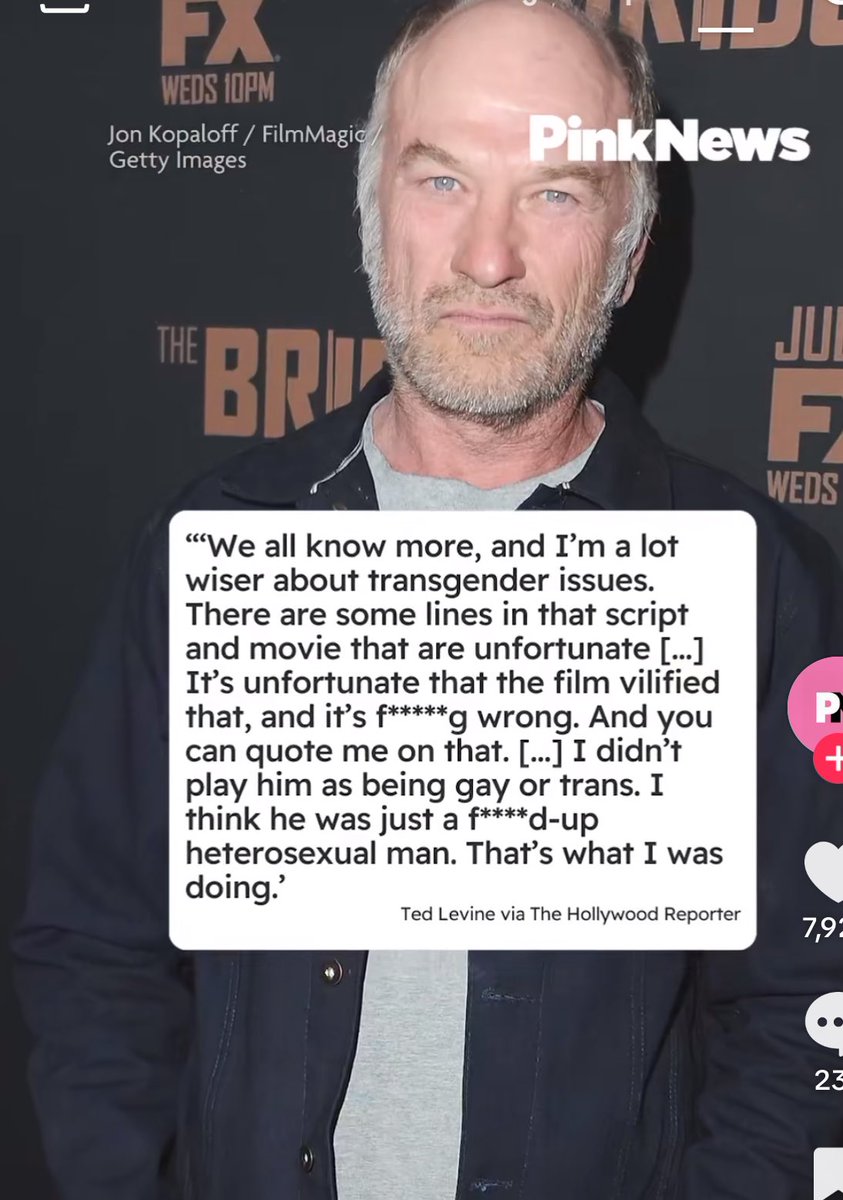 #TedLevine has apologised for playing Buffalo Bill as a cross dressing man

“I didn’t play him as trans. I think he was just a fucked up heterosexual man”

Sometimes the jokes just write themselves