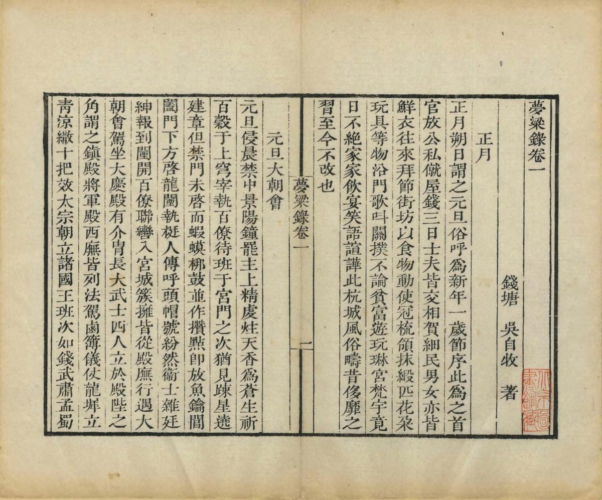 shugeorg's tweet image. 此《梦粱录》由南宋吴自牧撰。全书共二十卷，其仿效《东京梦华录》体例，记载了南宋都城临安（即今杭州）的地理与建筑、岁时与祭祀、社会管理与经济、民生与娱乐等内容。该书是了解南宋城市面貌、手工业活动、商业发展等情况，提供了较丰富的史料。此为清末刊本。介绍下载：shuge.org/view/meng_lian…