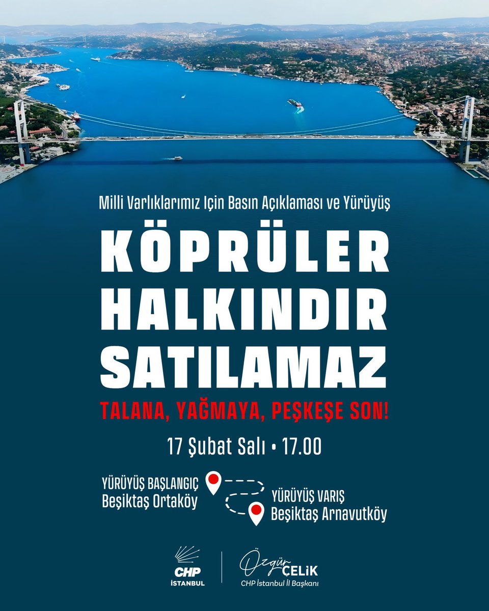 Köprülerimiz ve otoyollarımız, sadece bugünün değil, gelecek nesillerin de hakkıdır.
Bu nedenle kısa vadeli gelir beklentileri uğruna kalıcı değerlerimizi elden çıkarmak yerine, şeffaf, verimli ve kamu yararını önceleyen bir yönetim anlayışı benimsenmelidir.