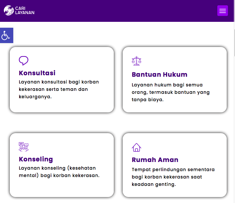 WOMEN'S CRISIS CENTER (WCC)

Jika ada perempuan &amp; anak (kamu, keluarga, teman, orang lain) jadi korban kekerasan, segera hubungi lembaga2 berikut untuk dapatkan pertolongan &amp; pendampingan:

1. <a href="/kpp_pa/">Perempuan dan Anak</a> : Hotline 129 atau wa.me/628111129129
2. <a href="/KomnasPerempuan/">Komnas Perempuan</a> :