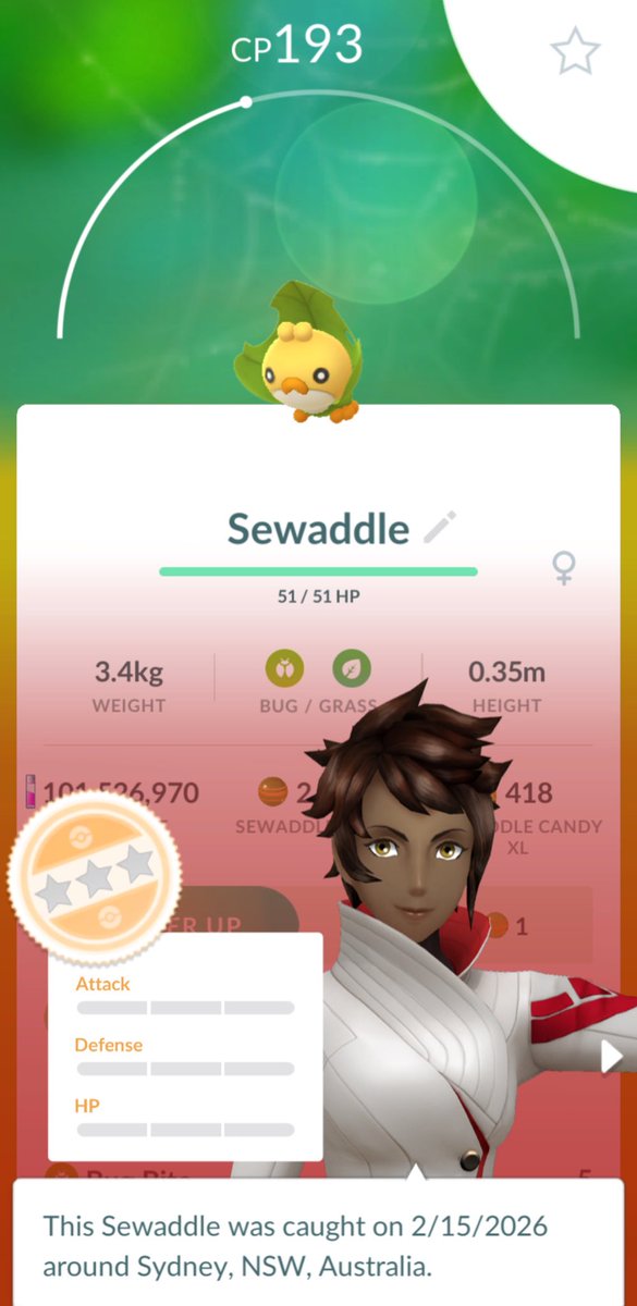 It’s a nundo 0️⃣0️⃣0️⃣ Sewaddle 👀💛💚💛 #PokemonGO #nundo