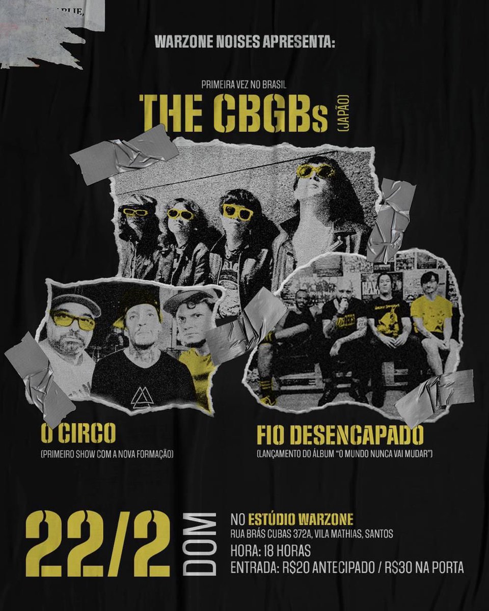 THE CBGBs 
🇧🇷ブラジル🇧🇷ツアー2026
全日程10日間のうち、行きに2日・帰りに2日でライブは６日！
初日はサンパウロから！

2/22(SUN) 待ってるぜ！