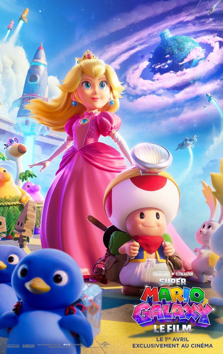 allocine's tweet photo. Nouvelles affiches pour Super Mario Galaxy.
En salles le 1er avril 🎬 https://t.co/B21EdX1vdB