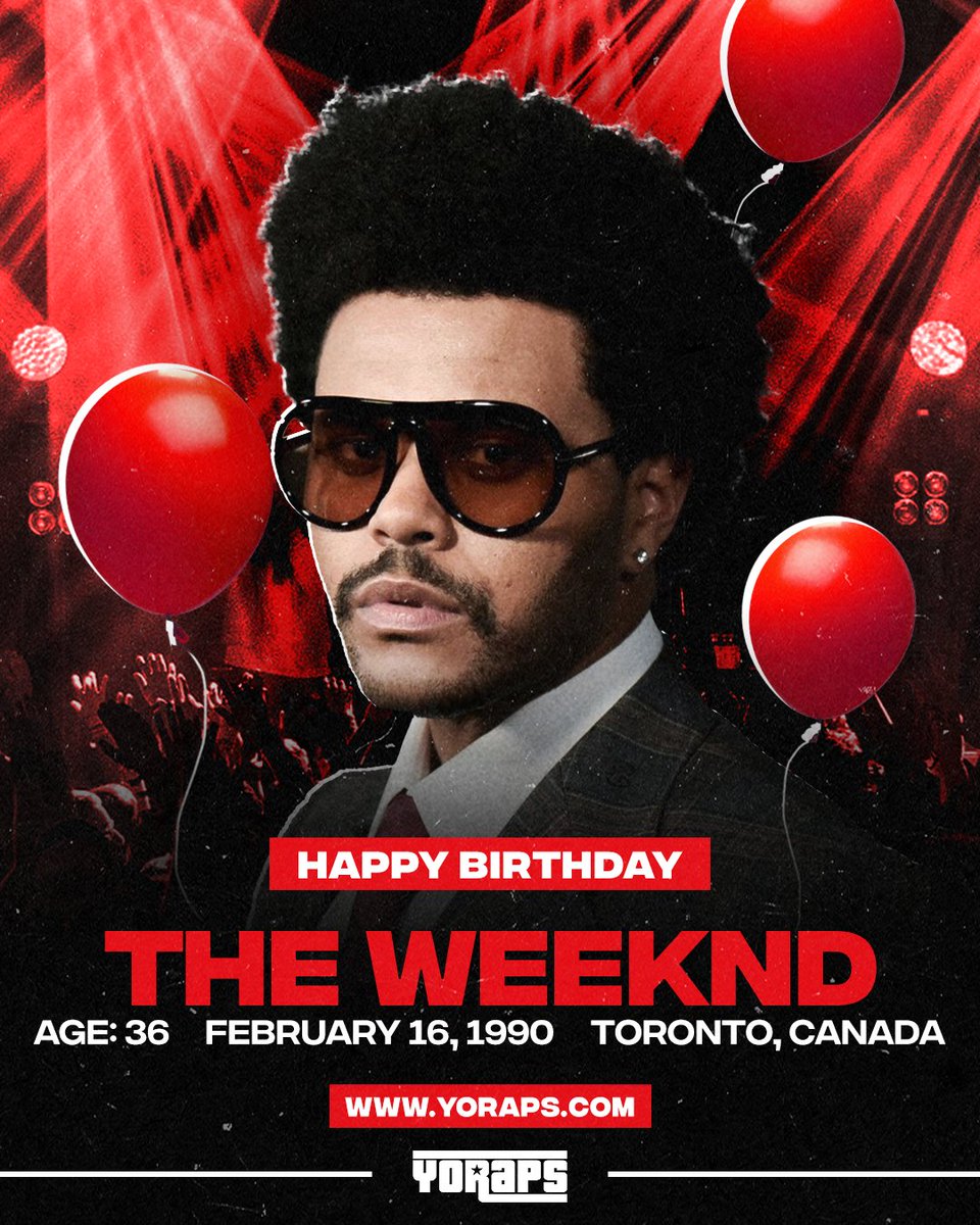 🎊 #HAPPYBIRTHDAY: #TheWeeknd (#February16, 1990, #Toronto, #Canada)

What's your favorite album of his ⁉️
---
✅ Yo! Raps: yoraps.com
🚀 Yo! PR: yo-pr.com