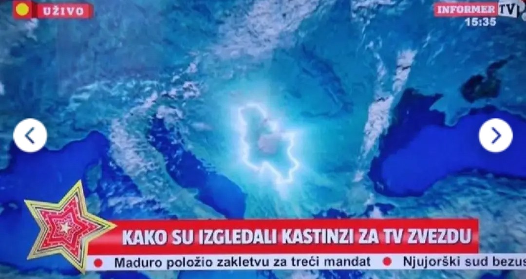 Americka televizija prikazuje kartu Srbije sa Kosovom.
Informer tv prikazuje kartu Srbije bez Kosova.
Pametnom dovoljno.
