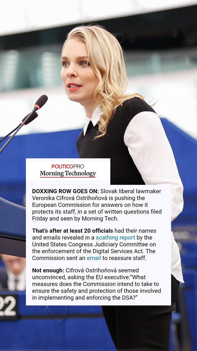 VeronikaCifrova's tweet image. Another attack on Europe’s digital rules — and this time, a PERSONAL one.

The US House Judiciary Committee has published a report targeting the Digital Services Act.

But it went further. It disclosed names, emails and details of European officials responsible for enforcing our
