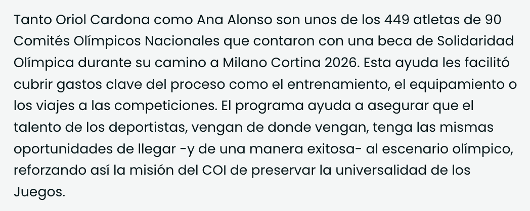 ¿No es un poco vergonzoso que deportistas españoles aspirantes a medalla tengan que recurrir a becas de Solidaridad Olímpica? olympics.com/es/milano-cort…