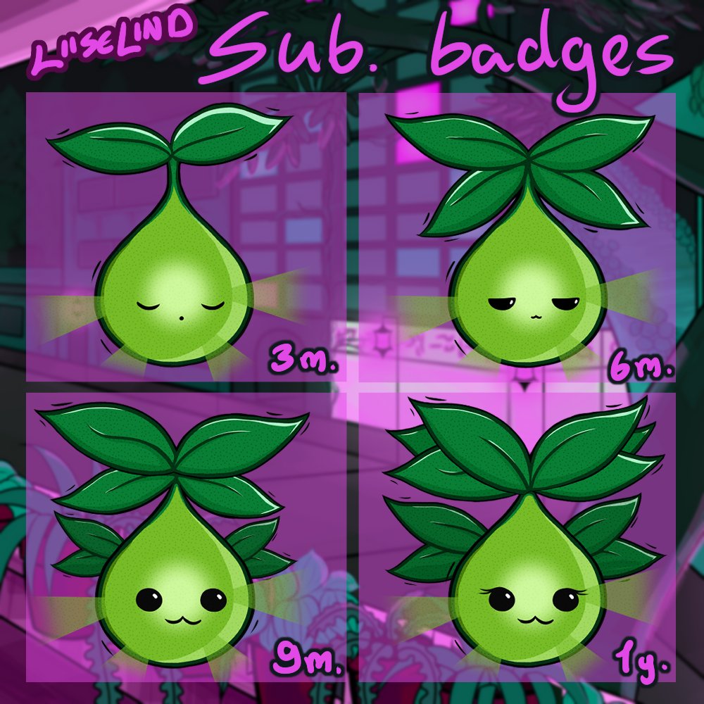 LiiseLind's tweet photo. Updated subscriber emotes for my Twitch channel 
Finally feeling a little less sick so back to regular uploads!~
 #subbadges #twitchstreamer #cozyart https://t.co/SLkS7mP6ML
