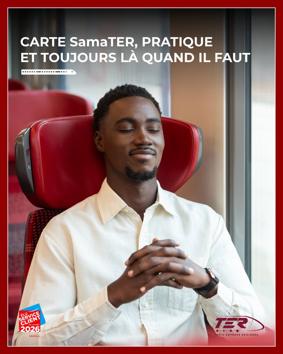 Toujours prête quand vous en avez besoin. 🚆

La carte SamaTER, c’est : pratique, rechargeable et sans limite de durée.

Prix : 1 000 F CFA.
Disponible en gare ou au 33 920 00 40.

#SamaTER #TER #MobilitéAutrement #SENTER