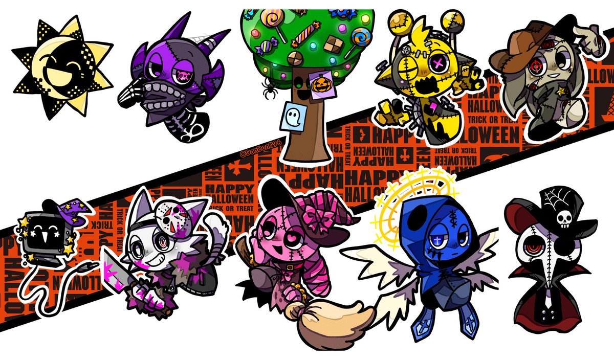DonDon096's tweet photo. #初めて描いた時から今の絵柄を見比べるとどれだけ変わったかよく分かる
この頃の時点で絵柄はほぼ確定+最初の投稿が全員いるということで引っ張ってきたハロウィンらんき、仮装はしてるけどとりあえず絵柄の違いが分かればいいってことにしといて https://t.co/nXFI1TUJKt