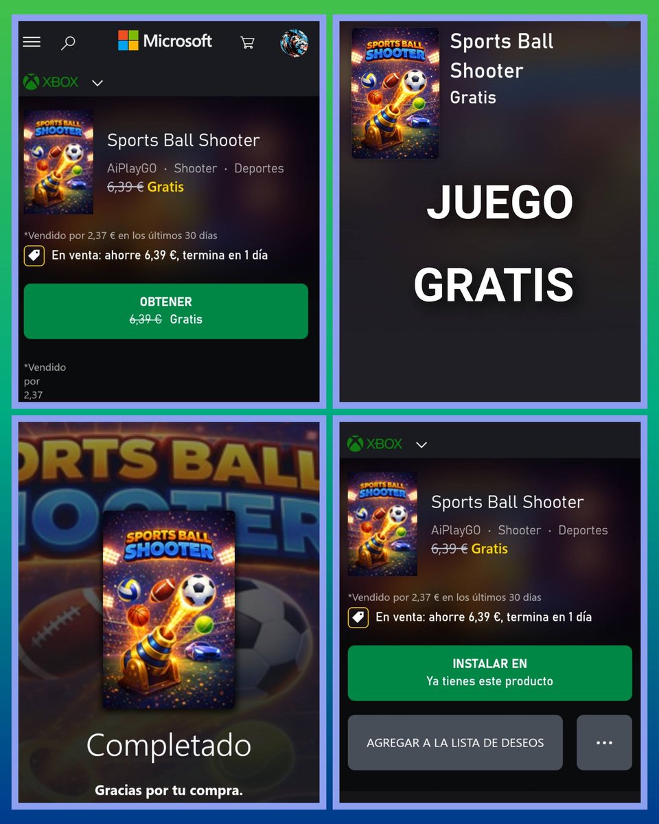 JUEGOSYDISFRUTE's tweet image. Pues hoy comienza un nuevo día con otro Juego Gratis en @Xbox Store llamado 
" Sports Ball Shooter "🤩🤩
- Enlace: xbox.com/es-es/games/st…
✅ Minijuego para pasar el rato.
🟥 La oferta Gratuita termina en 1 día.
#Xbox #XboxSeries #movil