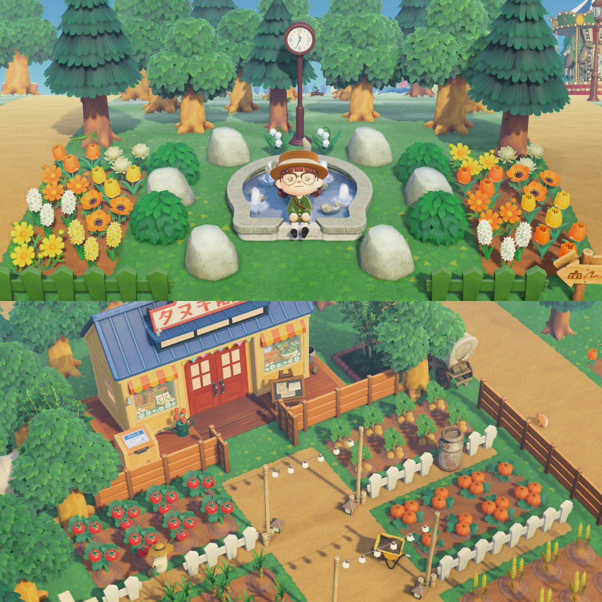 商店と噴水広場🌿 ˊ˗