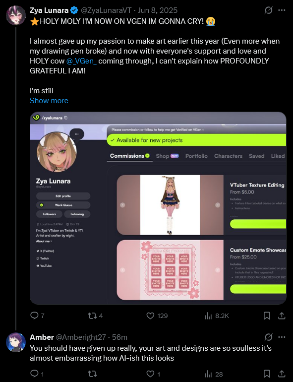 Artistblocklist's tweet image. BLOCK LIST SUBMISSION: User: @Amberight27 
Reason: Spam / Harassing / Alt of Spam acc (perhaps)
Other: Falsely claiming AI on artists. May be alt acc of a previous submission.