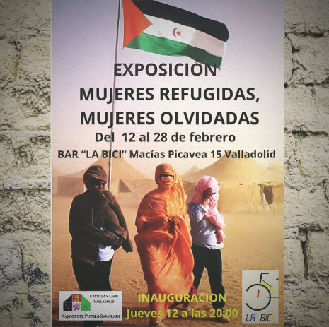🚨 ¡No te pierdas esta exposición necesaria!
​"Mujeres Refugiadas, Mujeres Olvidadas" llega a Valladolid para visibilizar las historias y la fuerza de las mujeres saharauis.
​📅 Del 12 al 28 de febrero.
📍 Bar La Bici
​#SaharaLibre #ExposicionFotografica #SaharaOccidental