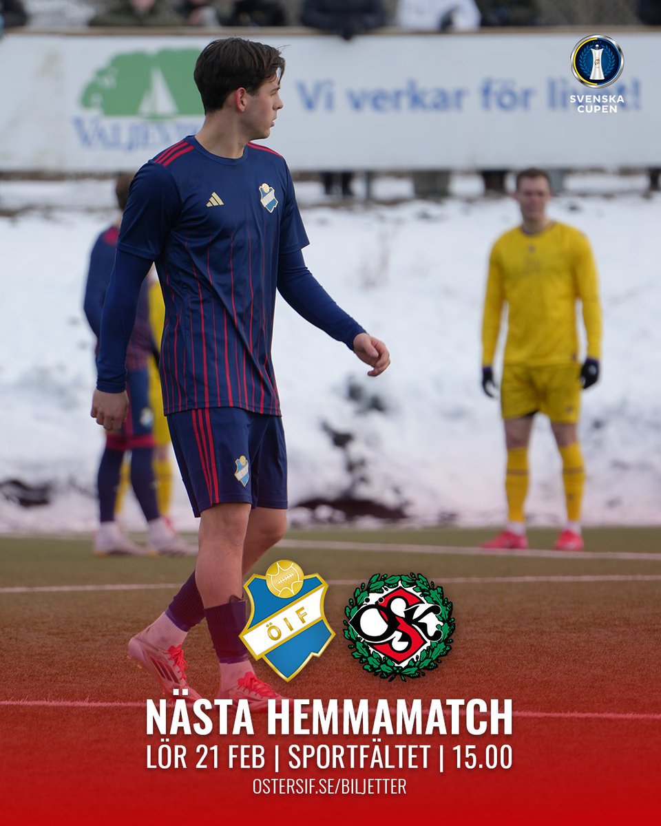 Över 1 000 sålda biljetter till lördagens premiär i Svenska Cupen✅

Biljetterna på Sportfältet är onumrerade och vi kommer att ha en avgränsad klacksektion på huvudläktaren.

Köp din biljett här👇
ostersif.ebiljett.nu

🔴🔵#östersif