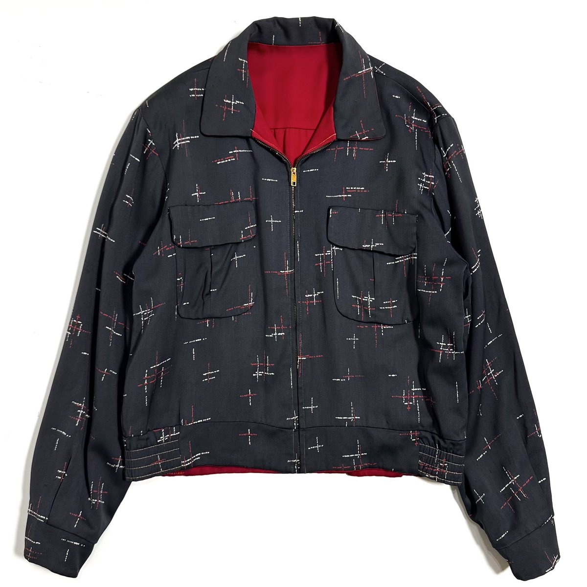 50s REVERSIBLE RAYON GABARDINE JACKETです。 サイズ 42 肩幅 47.5cm