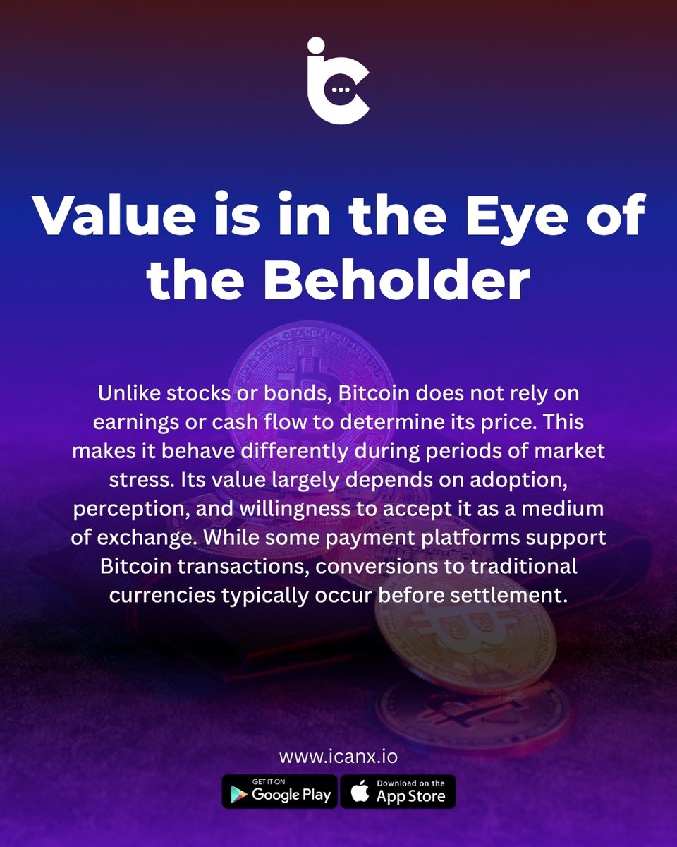 Bitcoin challenges traditional valuation models, operating on adoption and market confidence rather than corporate fundamentals.
.
.
.
#icanx #icancoin #bitcoin #crypto #blockchain #digitalassets #cryptomarket #web3 #financialinnovation