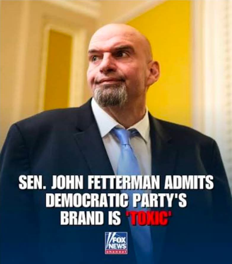 A Democratic senator who goes on Fox News and describes his party's brand as 'toxic' has effectively relinquished his membership in the Democratic Party. #JohnFetterman