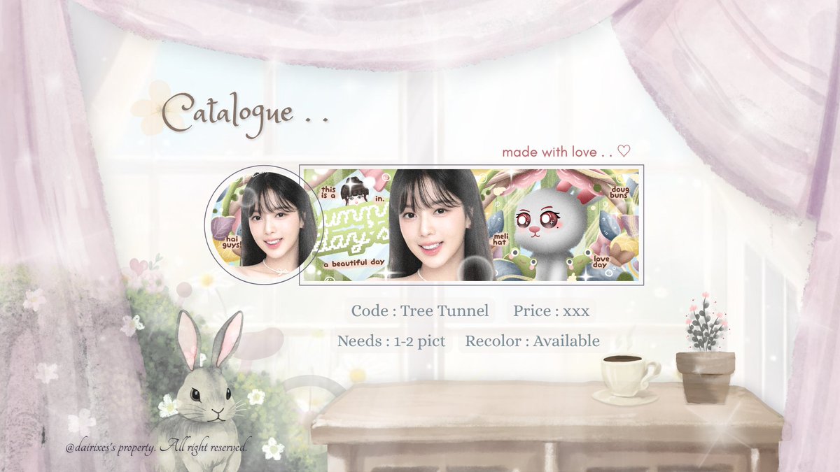 dairixes's tweet image. help repost, thankies ^__^

haloow! kenalan yuk sama anak baru ku yang nantinya bakal masuk ke katalog hihi :3 namanya "Tree Tunnel"! 🌳

aku juga lagi cari kinci yaa, yang berkenan boleh drop foto + copal + nick yaa! 🪷 #zonauang