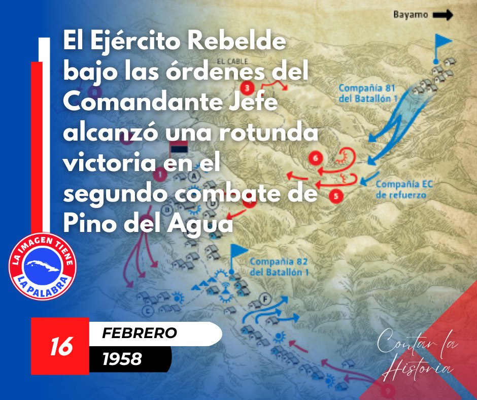 Pino del Agua II destruyó aún más la moral combativa de las tropas batistianas y tuvo una gran connotación nacional. 
Fue el último combate en el que participaron juntos Fidel, Raúl, ChéGuevara, CamiloCienfuegos, Almeida, RamiroValdés, GuillermoGarcía y EfigenioAmeijeiras.
#Cuba