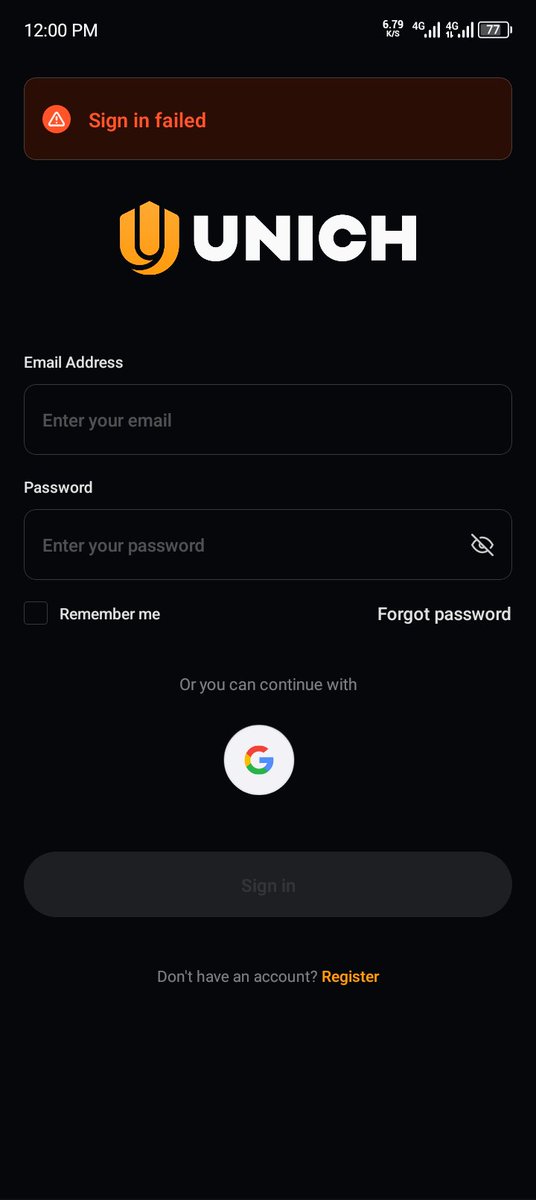 usamasaurayi's tweet photo. Hey @Unich, I’m locked out! 🛑 Keep getting “Sign in failed” even with the right login info. Can you help me troubleshoot this? #Unich #AppSupport https://t.co/c2TdlILEZD
