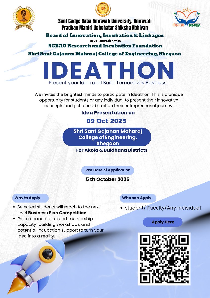 sherekar_swati's tweet photo. SGBAU Research and Incubation Foundation organized Ideathon- I &amp; II held on 8-9 October, 2025 https://t.co/Nlya44psUR
