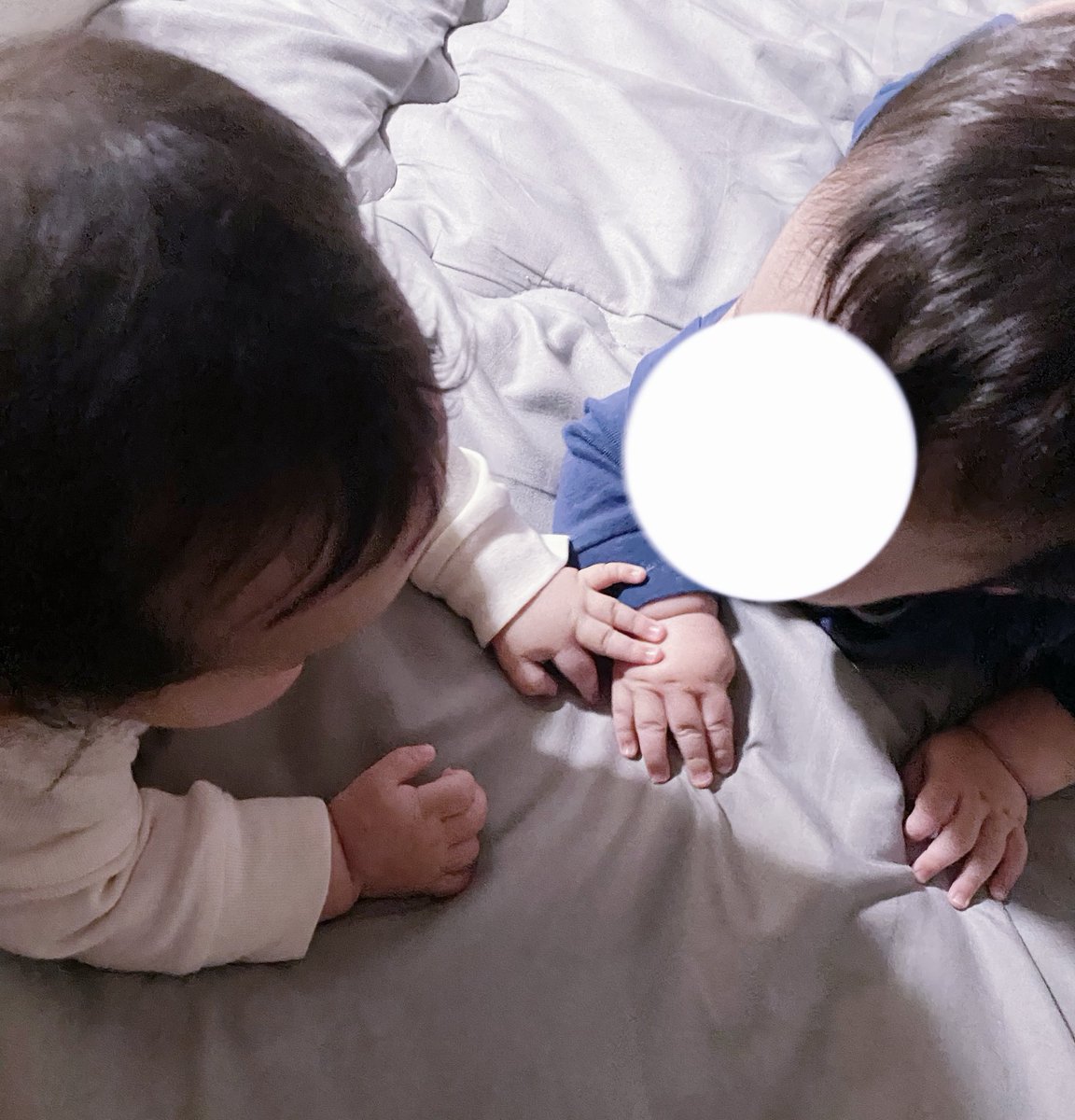 RT @502__zZ: 7ヶ月の双子達👶🏻👶🏻 お互いの存在を確認