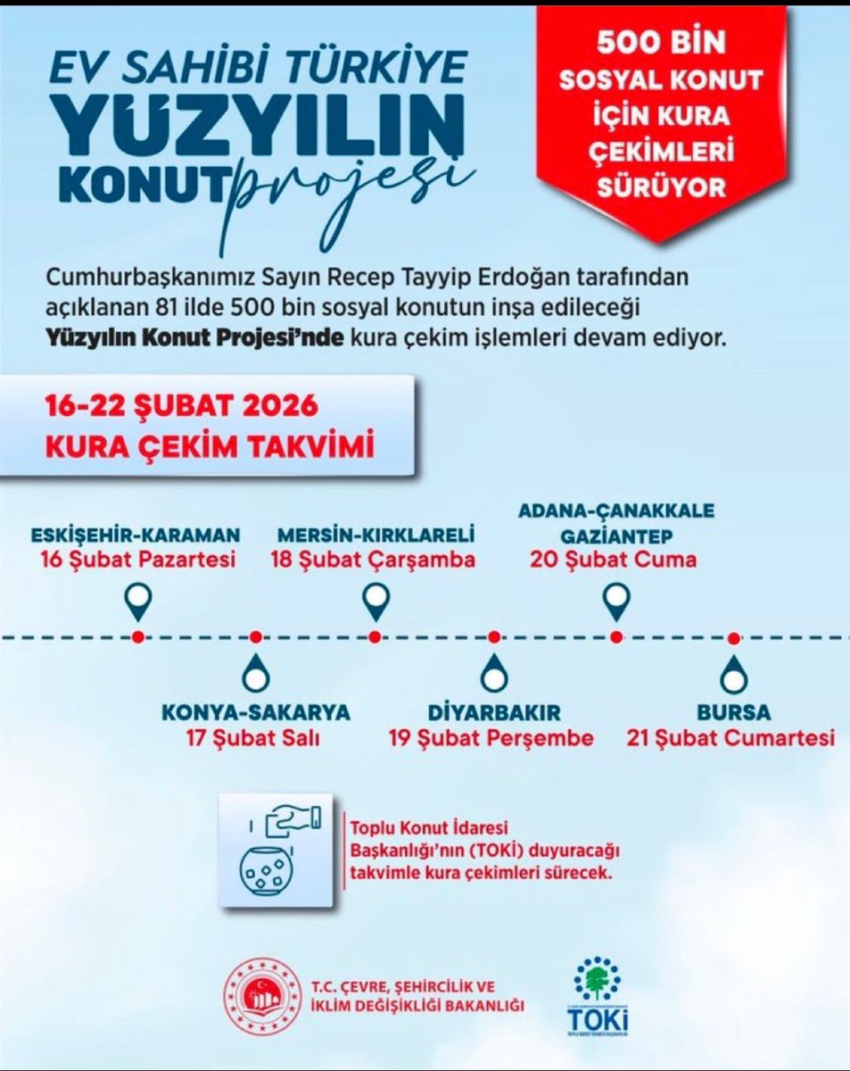 Ev Sahibi Türkiye – Yüzyılın Konut Projesi kapsamında kura çekimleri devam ediyor.

🗓️ 20 Şubat Cuma
📍 Gaziantep

Gazi Şehrimizde 13.890 sosyal konut için kura çekimi gerçekleştirilecek. 

Hayırlı olmasını temenni ediyorum.

<a href="/Akparti/">AK Parti</a> 
<a href="/AKPartiG_Antep/">AK Parti Gaziantep</a>