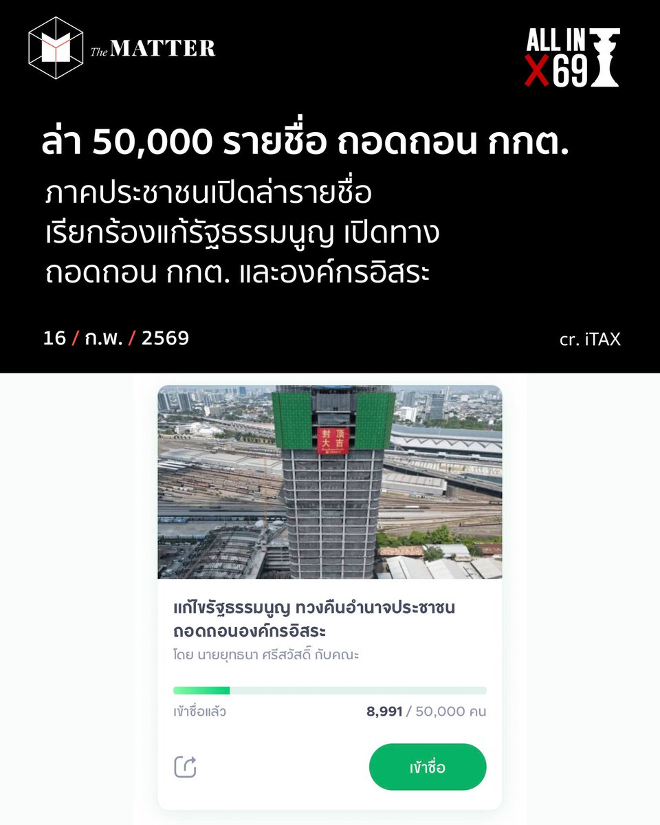 ผศ.ดร.ยุทธนา ศรีสวัสดิ์ ผู้เชี่ยวชาญด้านกฎหมายภาษีอากร และผู้ก่อตั้งแอปพลิเคชัน iTAX ชวนประชาชนร่วมลงชื่อ “แก้ไขรัฐธรรมนูญ ทวงคืนอำนาจประชาชน ถอดถอนองค์กรอิสระ” ซึ่งเป็นช่องทางตามรัฐธรรมนูญในการทวงคืนสิทธิประชาชนในการถอดถอนองค์กรอิสระต่างๆ หลัง กกต. ถูกตั้งข้อสงสัยในหลายประเด็น