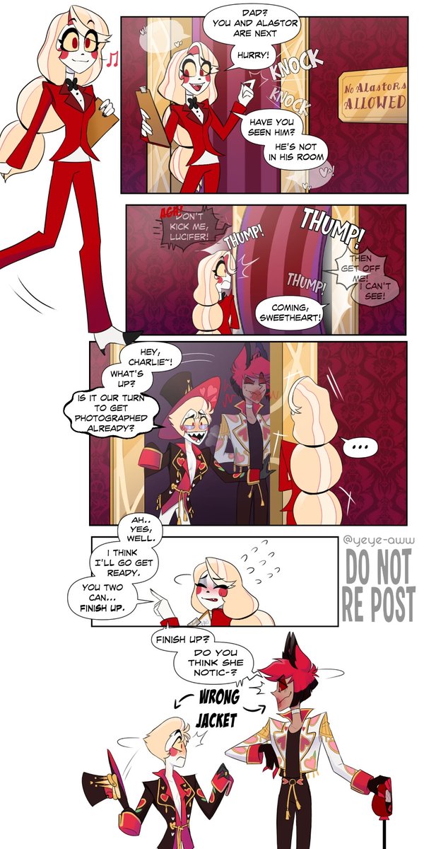 They just left the jackets like that, maybe Charlie will think nothing happened.
I HC that Lucifer can only hurt sinners by accident, what do you think?
He kicked him in the face!

Hope this still looks good when you zoom in!👊😭
#radioapple #appleradio #Bambilu