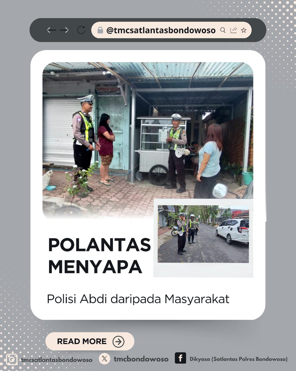 Polantas menyapa masyarakat dengan memberikan edukasi tertib berlalulintas guna mencegah terjadinya laka lantas
#polisi #ditlantaspoldajatim 
#humaspoldajatim 
#poldajatim 
#bondowoso 
#polresbondowoso 
#humasbondowoso