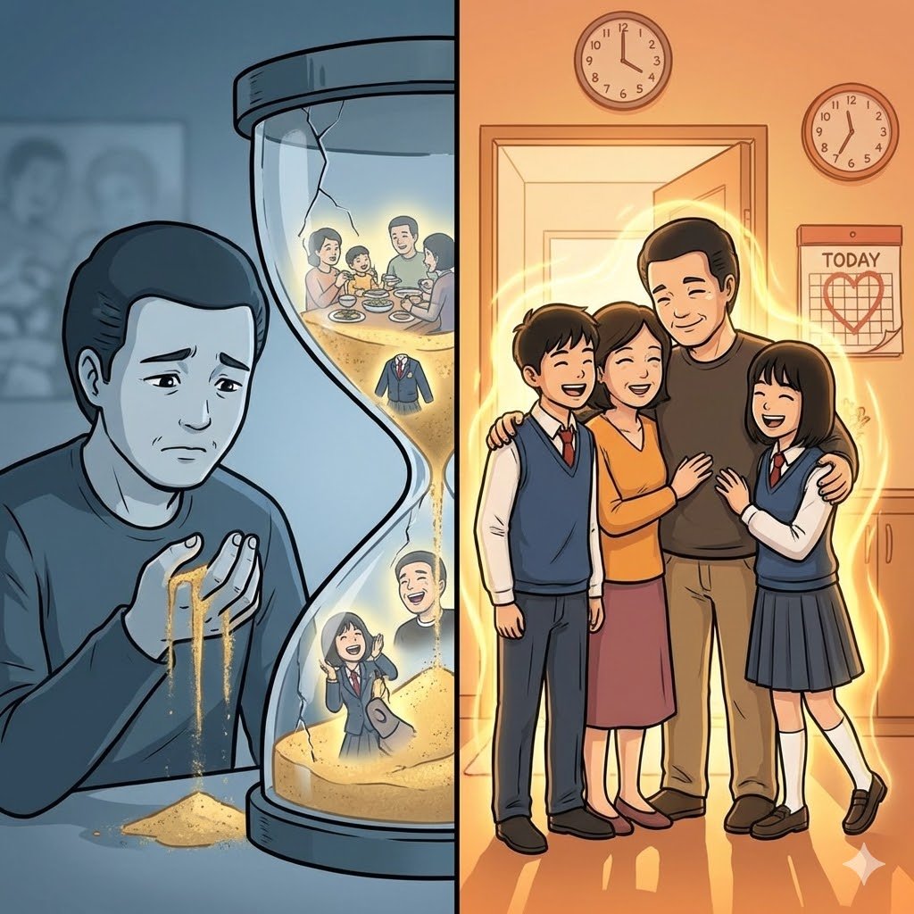 「明日も会える」と信じて疑わないのに、時間は砂のように消えていく。
中高生の子ども二人。いつまでもこの賑やかさが続く気がしちゃうけど、本当は一日一日が奇跡なんだよね。失ってから泣くのはもう終わり。 「当たり前」を「最高の贅沢」だとリフレイムしてみる。